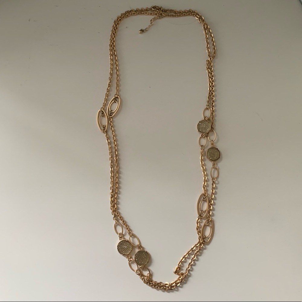 Long Double Chain Gold Necklace